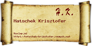 Hatschek Krisztofer névjegykártya